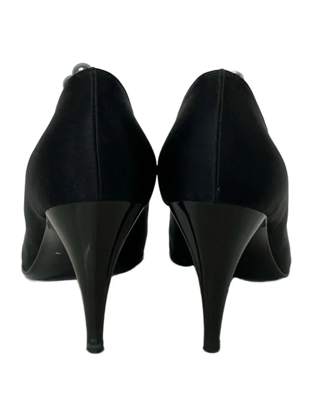 Chanel Pumps 36.5 C Black Silver Heel